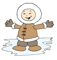 An Eskimo boy on ice