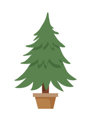 Vector illustration of a christmas tree in a pot
