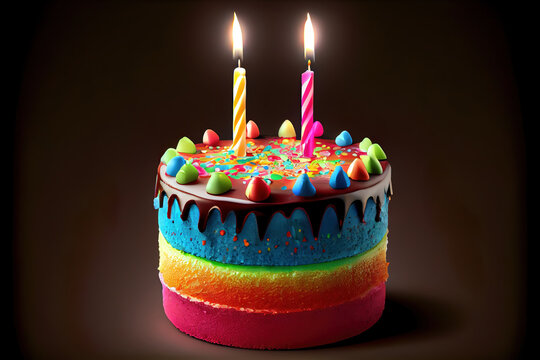 Birthday Cake With 2 Candles Images – Browse 8,645 Stock Photos, Vectors,  and Video | Adobe Stock