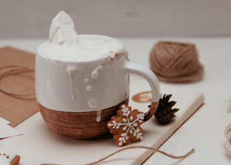 New Year's and Christmas mood.  Aromatic cocoa and gingerbread