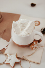 New Year's and Christmas mood.  Aromatic cocoa and gingerbread