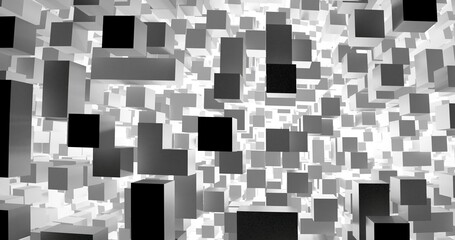 abstract background made of black and white cubes in blender 3d