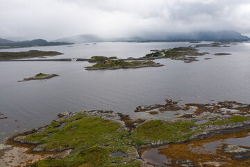 Naklejka na ściany i meble aerial view of the norwegian atlantic coastline