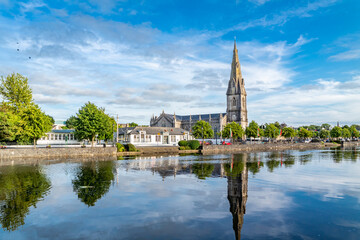 Fototapeta na wymiar The skyline of Ballina town, County Mayo, Ireland