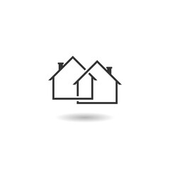 A logo for a small company. Real estate icon with shadow