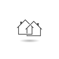 A logo for a small company. Real estate icon with shadow