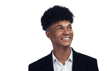 PNG Studio shot of a young businessman looking away thoughtfully.