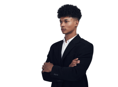 PNG Studio shot of a young businessman looking away thoughtfully