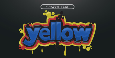 YELLOW Graffiti text effect, editable spray and street text style