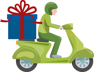 Christmas giftbox delivery by motocycle.