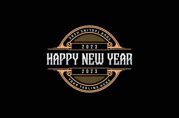 Happy New Year Logo Vintage