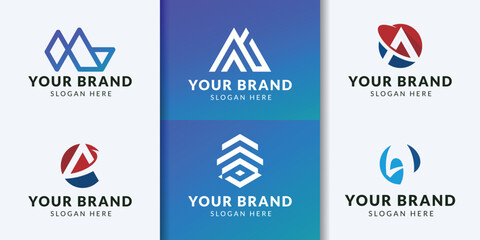 logo monogram letter A to M logo design collection