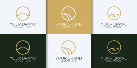 winding river road logo design collection