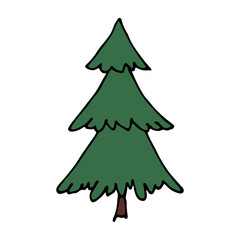 Christmas tree hand drawn clipart. Spruce doodle. Single element for card, print, web, design, decor