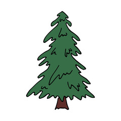 Christmas tree hand drawn clipart. Spruce doodle. Single element for card, print, web, design, decor