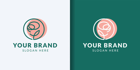 Beautiful collection of elegant minimalist rose flowers in a line art style