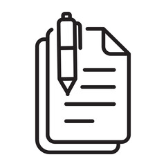 Paper with pen icon isolated flat design vector illustration.