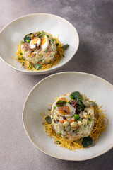 delicious salad on a gray background
