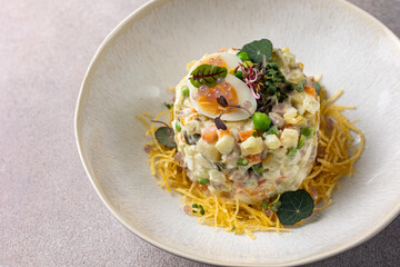 delicious salad on a gray background
