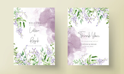 Vintage wedding invitation template with lilac flower