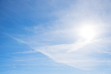 soft blue sky with light veil clouds - obrazy, fototapety, plakaty