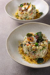 delicious salad on a gray background
