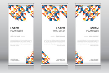 Naklejka premium Modern and colorful roll up banner template or vertical signboard template,Retractable banner, Pull up banner, Standee template, X-banner template