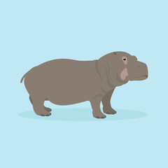 Hippo, side view - illustration, cartoon, vector