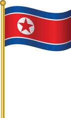 Flag of North Korea,North Korea flag Golden waving isolated vector illustration eps10.