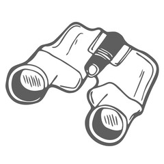 Tourist binoculars isolated on a white backgroun.long-range vision device, image intensifier optical device. Vector illustration in Doodle style