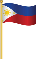 Flag of Philippine,Philippine flag Golden waving isolated vector illustration eps10.