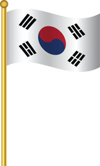 Flag of South Korea,South Korea flag Golden waving isolated vector illustration eps10.