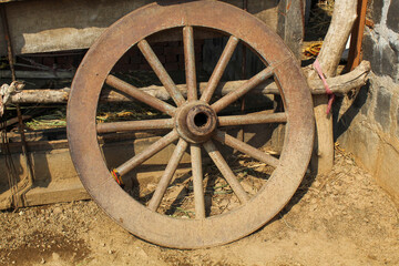 Fototapeta na wymiar Bullock Cart wheel Indian