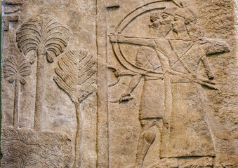 City under siege, Assyrian, 728 BC, from Nimrut central palace, British museum, London, England,...