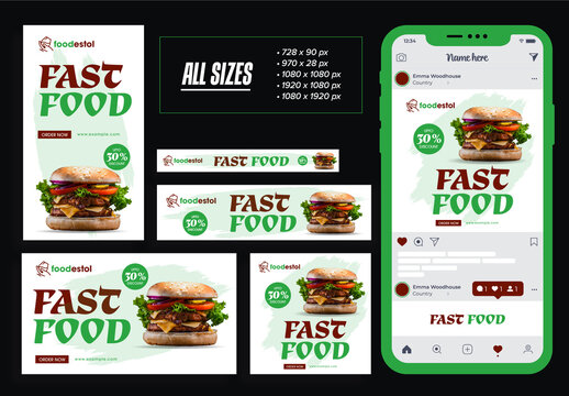 Fast Food Web Banner Ads Sets
