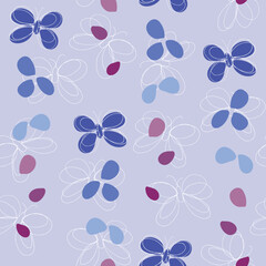 Vector lilac Rising Butterflies seamless pattern background.