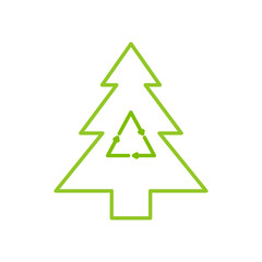 Green Christmas tree icon vector illustration. Eco-Friendly Christmas card celebration.