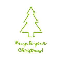 Green Christmas tree icon vector illustration. Eco-Friendly Christmas card celebration.