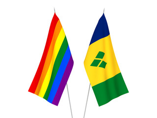 Rainbow gay pride and Saint Vincent and the Grenadines flags
