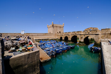 Castelo Real at fishing port, old portuguese fortress, Essaouira, morocco, africa