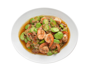 Fried Parkia wth shrimp and source transparent png