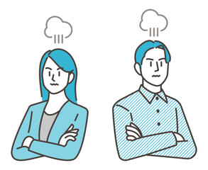 Man and woman couple fighting. Image of male-female problems, disagreement and divorce [Vector illustration].