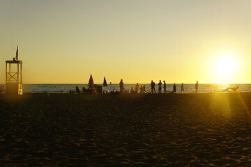 Beach scenery at sunset