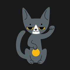 Japanese lucky cat Maneki Neko illustration. Vector illustration for prints, clothing, packaging, stickers.