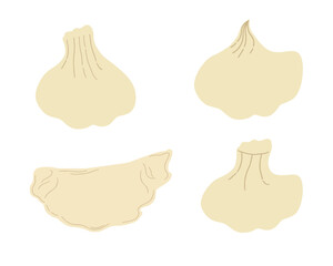 A set of dumplings. Vector illustration of Asian cuisine.