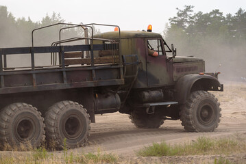 Obraz premium MILITARY TRUCK - Old Russian vehicle at the shows of military enthusiasts
