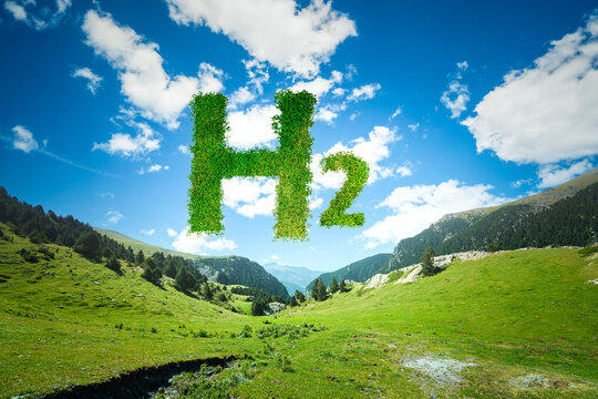 Green hydrogen energy symbol. Ecological Concept