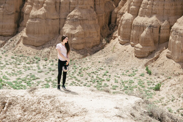 woman in the desert, mountain, Canyon