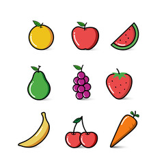 modern cartoon 2d vector fruits