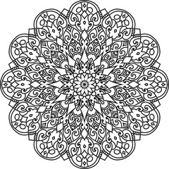 Anti-stress coloring book page for adults.Doodle pattern with ethnic mandala ornament.